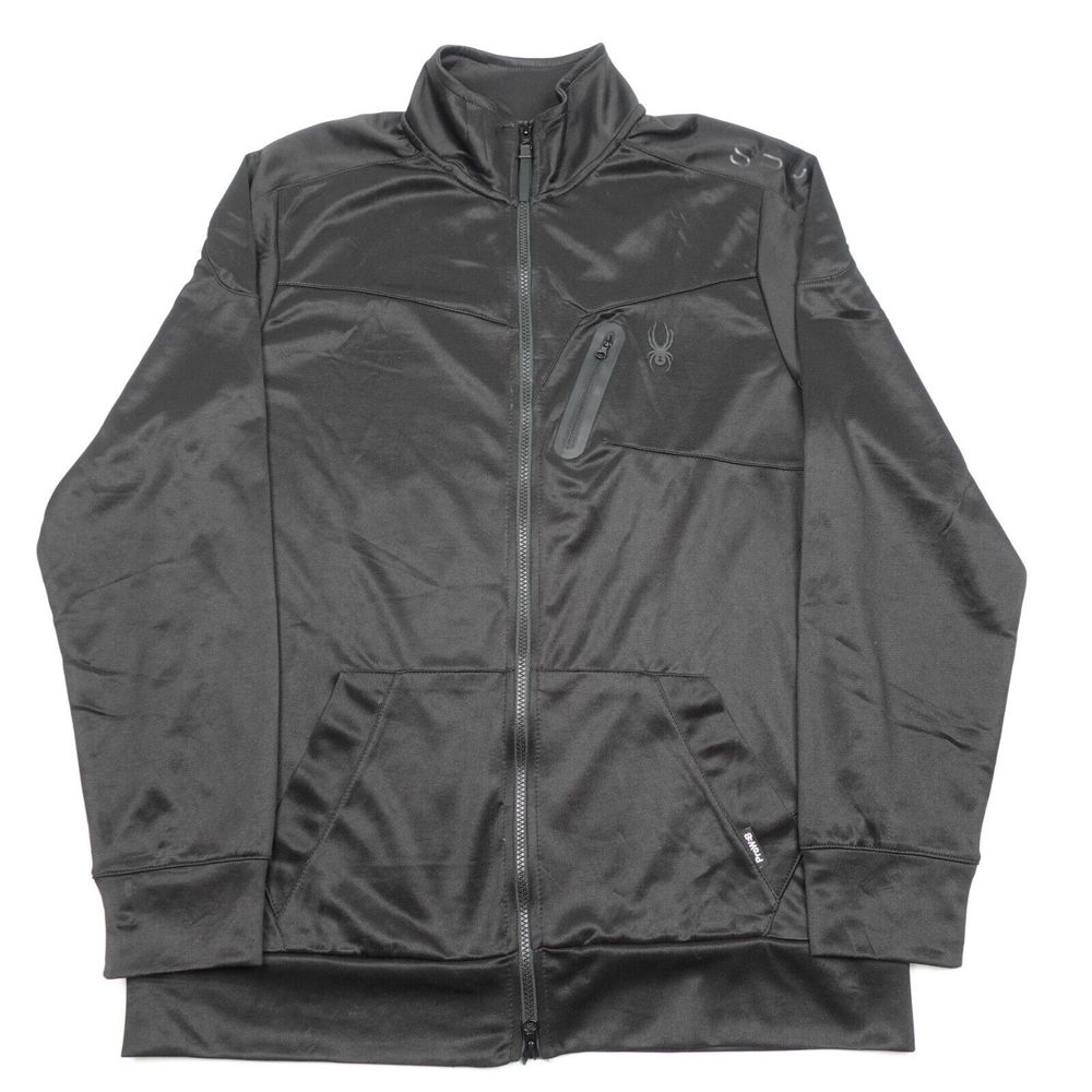 Spyder Active Track Jacket Adult XL Men's Full Zip Mock Neck Black Long Sleeves
